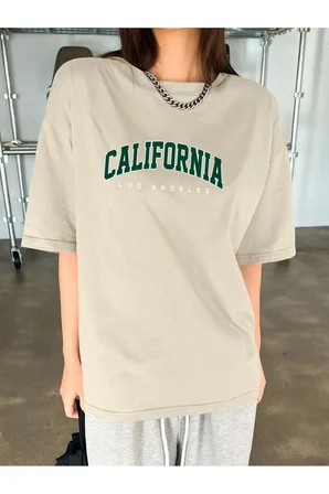 Unisex Californıa Baskılı Tasarım Tshirt