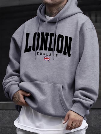Londra İngiltere Bayrağı Baskı Kazak Erkekler Için Sonbahar Hip Hop Kazaklar Polar Tüm Maç Uz