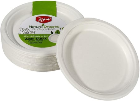 Roll Up Nature Karton Kagit Parti Tek Kullanimlik Tabak 22 Cm 25 Adetlik 1 Paket