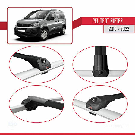 Peugeot Rifter 2019-2022 Arası ile Uyumlu ACE-1 Ara Atkı Tavan Barı Siyah 4 Adet