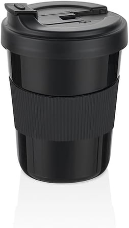 Kahve Bardağı 550 ml, Siyah, BPA İçermeyen Plastik, Isıya Dayanıklı, Modern Tasarım, Sıcak İçecekler için, 9.8 x 9.8 x 13.5 cm