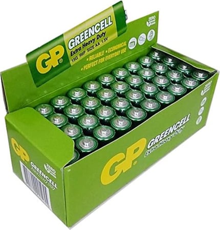 Batteries GP15G Greencell R6P/1215/AA Kalem Pil, 1.5 Volt, 40'lı Kutu, Yeşil/Sarı/Beyaz