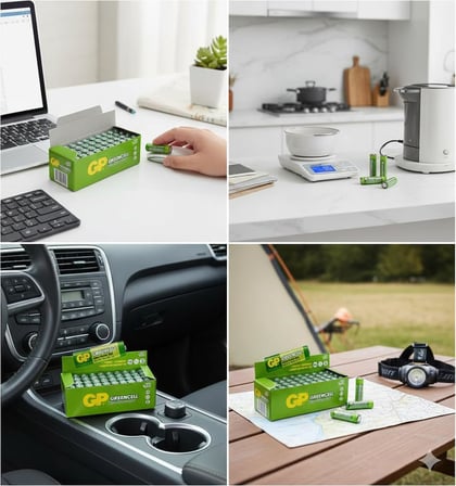 Batteries GP15G Greencell R6P/1215/AA Kalem Pil, 1.5 Volt, 40'lı Kutu, Yeşil/Sarı/Beyaz