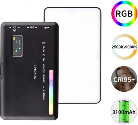 W140 Rgb Led Işık Paneli 2500K-9500K Fotoğraf Video Işık Şarj Edilebilir Pille Birlikte