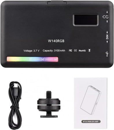 W140 Rgb Led Işık Paneli 2500K-9500K Fotoğraf Video Işık Şarj Edilebilir Pille Birlikte
