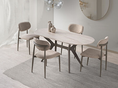 Star Polo Travertan Cappucino Mutfak Masa Sandalye Takımı 82x138