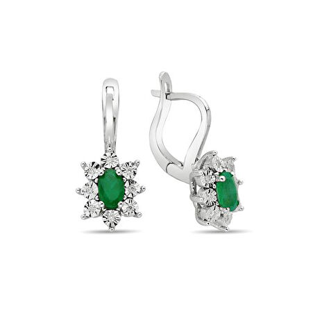 0,60 Karat Pırlantalı Zümrüt Anturaj Küpe