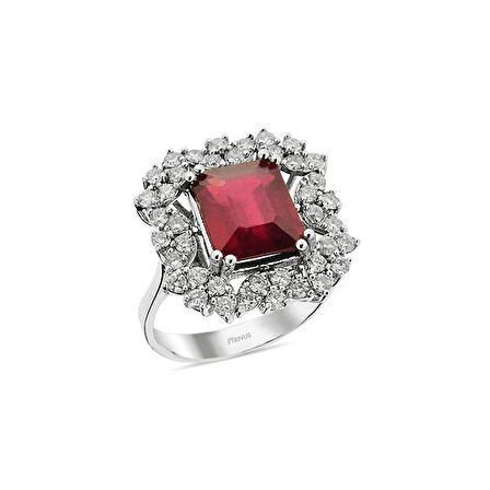 4,96 Karat Pırlantalı Yakut Taşlı Baget Yüzük