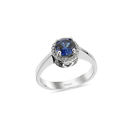 0,12 Karat Pırlantalı Safir Taşlı Yüzük