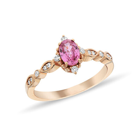 0,08 Karat Pırlantalı Turmalin Taşlı Vintage Yüzük