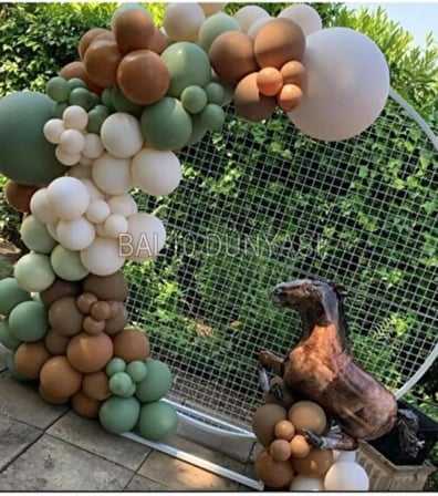 Küf Yeşili-Ten-Çikolata Kahve Renk Balon Zinciri 50 Adet+5 mt balon zinciri