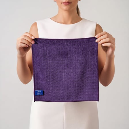 Silva Premium Mutfak Bezi Hasır Doku 30x30 cm, Mikrofiber Temizlik Bezi, Yağ ve Parmak İzini Yaymadan Toplar, Sadece Suyla Temizlik, Tezgah Ocak Çelik Mermer İçin, Mürdüm Moru