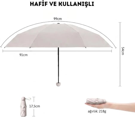 adornist 3’ü 1 Arada Premium Kapsül Şemsiye: Sert Koruyucu Kapsül + Islaklık Önleyici Plastik Kılıf Dahil | UPF 50+ UV Korumalı, Rüzgara Dayanıklı, Mini Şemsiye