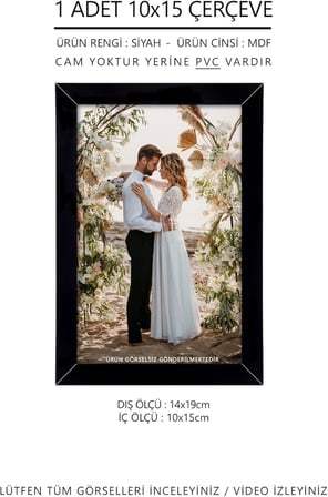 yhfoto 1 Adet 10x15 10x15 Siyah Mdf Pvcli Mini Fotoğraf siyah