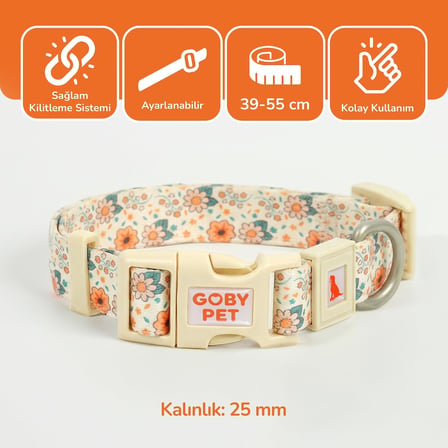 GOBYPET Desenli Köpek Boyun Tasması 25 mm, Ayarlanabilir 39-55 cm, Güçlendirilmiş Emniyet Kilitli Toka, Paslanmaz Metal D Halka, Dayanıklı Kumaş, Günlük Kullanım, Yürüyüş ve Eğitim İçin