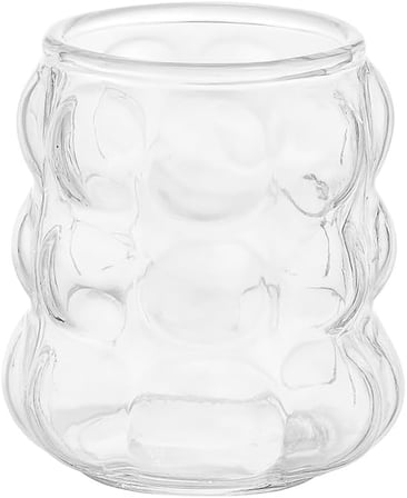Şeffaf Kabarcıklı Cam Bardak 7 cm, Kalın Cam Mini Su, Kahve, Kola ve Meşrubat Bardağı, 4’lü Set, Dayanıklı, Modern, Ergonomik Tasarım, Kahve Yanı Üzüm Bardak.