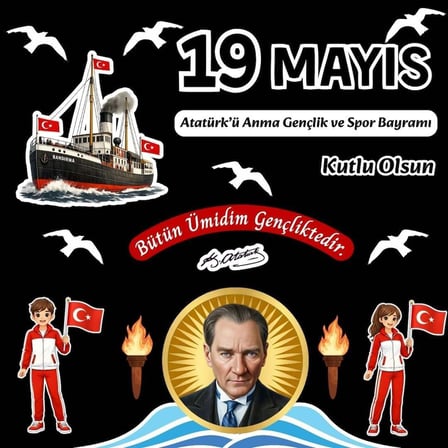 19 Mayıs Atatürk’ü Anma Gençlik ve Spor Bayramı Pano Süsü Figür Seti | Hazır Kesim Okul &amp; Sınıf Dekoru