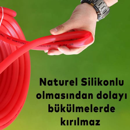 Bahçe Çeşme Su Hortumu İç Çap 1/2 Naturel Silikonlu Sulama Araç Yıkama Hortum 15 Metre