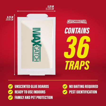 Max-Catch Fare ve Böcek Tutkal Tuzağı 36 Paket, Ev için Fare Kapanı İç Mekan, Böcekleri, Sıçanları ve Kemirgenleri Yakalamak için Yapışkan Tepsi, Toksik Olmayan Dökme Kokusuz Tutkal