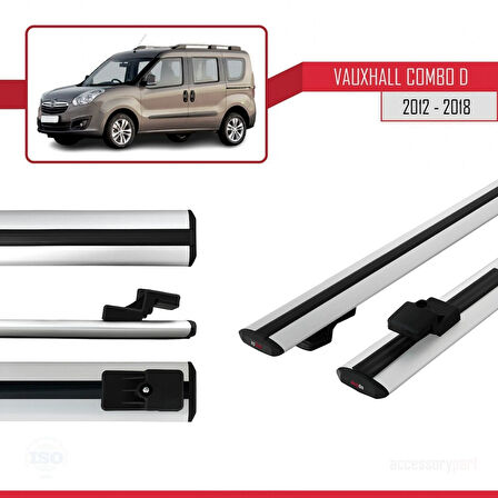 Vauxhall Combo D 2012-2018 Arası ile Uyumlu BASIC Model Ara Atkı Tavan Barı Gri 2 Adet