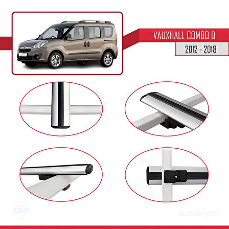 Vauxhall Combo D 2012-2018 Arası ile Uyumlu BASIC Model Ara Atkı Tavan Barı Gri 2 Adet