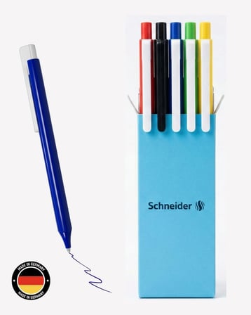 Schneider Essential Jel Kalem 5'li Set (Kırmızı, Siyah, Mavi, Yeşil, Sarı), Beyaz Klipsli