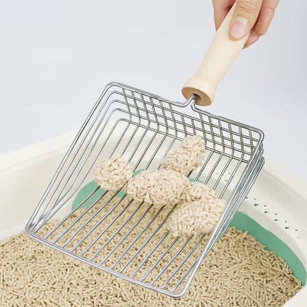 Paslanmaz Çelik Kedi Kumu Küreği – Dayanıklı Metal Yapı, Ergonomik Kaymaz Sap, Hızlı Eleme ve Atık Ayırma Tasarımı, Hijyenik ve Pratik Tuvalet Temizliği için Güçlü Kedi Kumu Temizleme Küreği