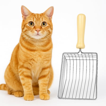 Paslanmaz Çelik Kedi Kumu Küreği – Dayanıklı Metal Yapı, Ergonomik Kaymaz Sap, Hızlı Eleme ve Atık Ayırma Tasarımı, Hijyenik ve Pratik Tuvalet Temizliği için Güçlü Kedi Kumu Temizleme Küreği