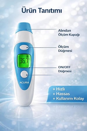 AC-9280 Kulaktan &amp; Alından Ateş Ölçer, Beyaz Mavi