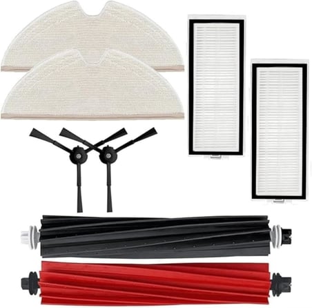 Roborock ile Uyumlu Q5 Max+Plus-Q5 Pro/ Q5 Pro+Plus/ Q8 Max/ Q8 Max+Plus Fırça,Hepa Filtre,Yüksek Kalite Fiber Mop Paspas Yedek Parça Seti-Siyah 8 Parça