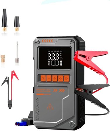 Auhma 4’ü 1 Arada 10000 Mah Şarjlı Araç Akü Takviye Cihazı – Jump Starter, Dijital Hava Kompresörü, Powerbank &amp; LED Fener – 150 Psı Lastik Şişirme, Usb-C Hızlı Şarjlı Akü Destek Ünitesi