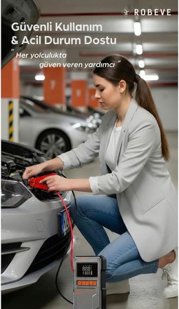 Auhma 4’ü 1 Arada 10000 Mah Şarjlı Araç Akü Takviye Cihazı – Jump Starter, Dijital Hava Kompresörü, Powerbank &amp; LED Fener – 150 Psı Lastik Şişirme, Usb-C Hızlı Şarjlı Akü Destek Ünitesi