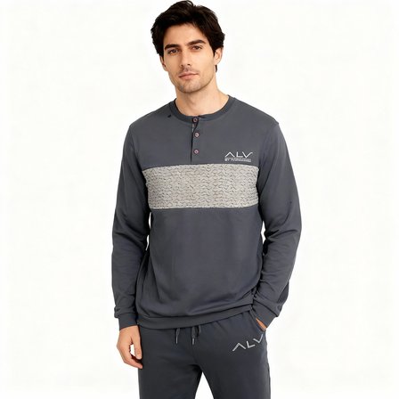 Erkek Pamuklu Füme Renk Pijama Takımı AL002