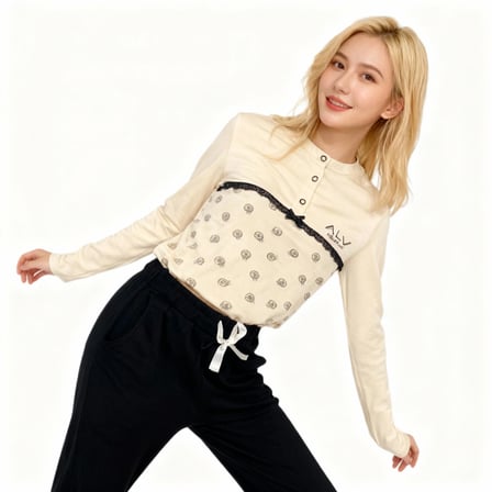 Kadın Pamuklu Vanilya Renk Pijama Takımı AL506