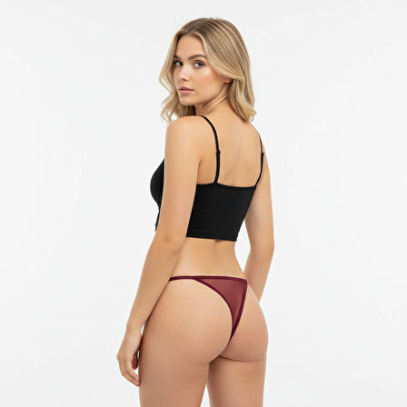 Kadın Dantelli Kiraz Renk String Külot BB2029