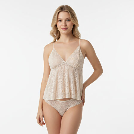 Kadın Çapraz Askı Detaylı Tül String 2 li Set BB2053