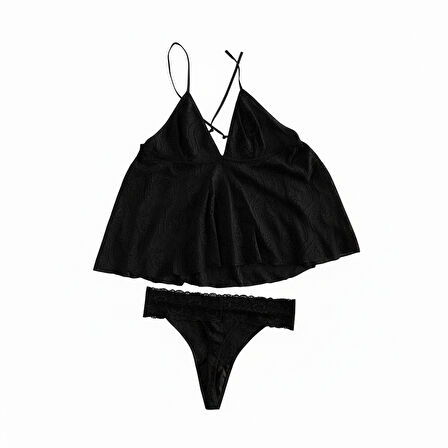 Kadın Askılı Tül String 2 li Set BB2053