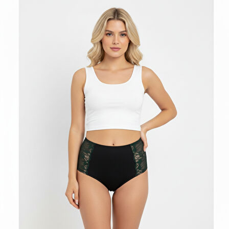 Kadın Önü Saten Dantelli Yüksek Bel Külot BB2062