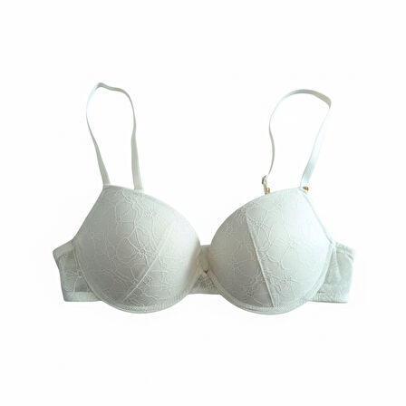 Kadın Dantelli Destekli Balenli Ekru Renk Sütyen BB2072