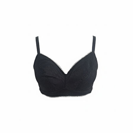 Kadın Yarım Kaplı Toparlayıcı Dantelli Siyah Renk Sütyen BB2077