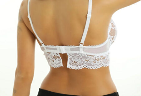 Kadın Dantelli Balenli Beyaz Renk Sütyen BB2078