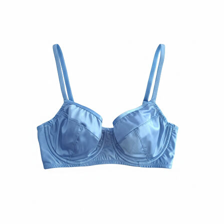 Kadın Saten Balenli Mavi Renk Sütyen BB2081