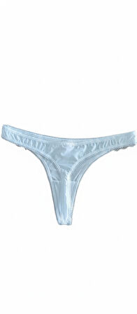 Kadın Dantelli Simli Mikro Kumaş Krem Renk String BB2082