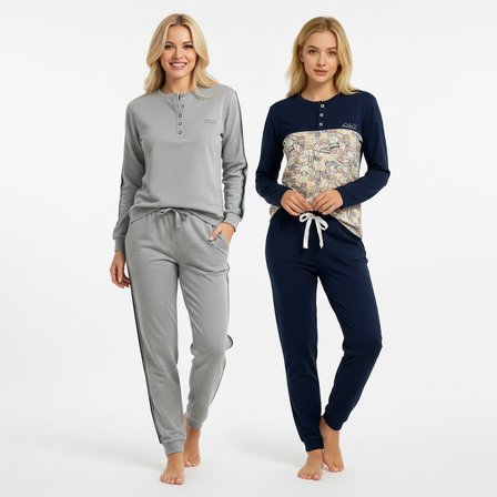Kadın Pamuklu 2 Adet 2'li Pijama Takımı BB2213