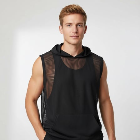 Erkek Tül Kolsuz Kapşonlu Tshirt BB2327