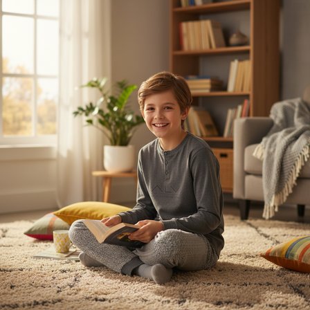 Genç Erkek Pamuklu Gri Melanj Renk Pijama Takımı AL001 V2 BB2432