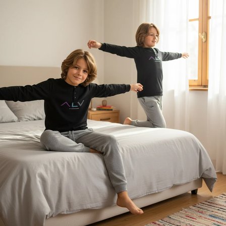Genç Erkek Pamuklu Siyah Renk Pijama Takımı AL009 V2 BB2441