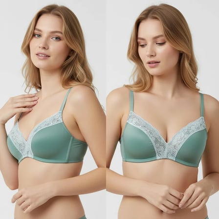 Kadın Balensiz Yeşil Renk Rib Soft Bra Sütyen BB2449