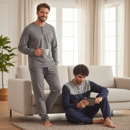 Erkek Pamuklu Bohçalık Ve Çeyizlik 2 Adet 2'li Pijama Takımı BB2478