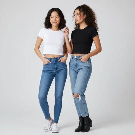 Kadın 2 Adet Bisilet Yaka Kısa Kollu Basic Tshirt BB2499
